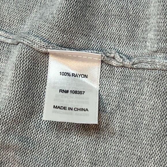 Worthington Cardigan Womens Large Gray Long Rib Open Front Pockets Soft Sweater - Picture 10 of 11